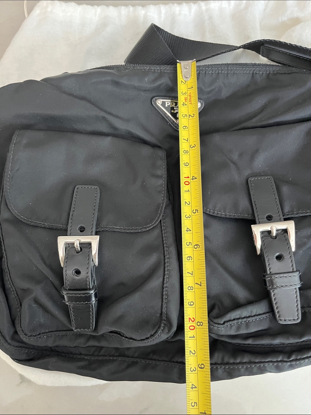Prada Black Nylon Bandoliera Vela Messenger Bag with Front Buckle Pockets - Picture 6 of 7